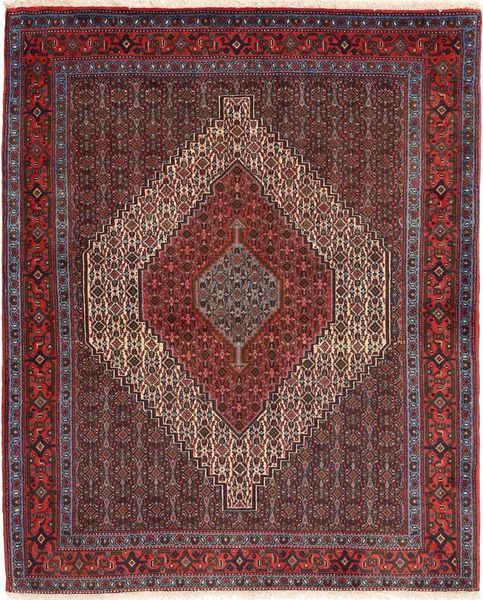  Senneh Matta 122X150 Äkta Orientalisk Handknuten Mörkröd/Mörkbrun (Ull, Persien/Iran)