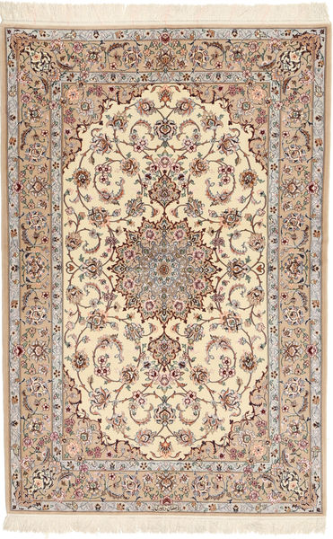  Isfahan Silkesvarp Davudi Matta 130X202 Äkta Orientalisk Handknuten Beige/Ljusgrå (Ull/Silke, Persien/Iran)