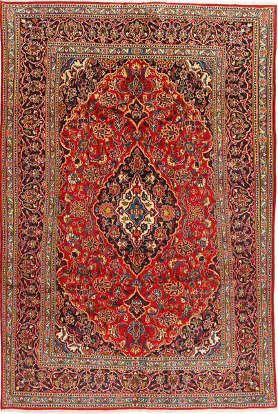  Mashad Matta 192X291 Äkta Orientalisk Handknuten Mörkbrun/Roströd (Ull, Persien/Iran)