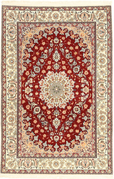  Isfahan Silkesvarp Matta 110X170 Äkta Orientalisk Handknuten Beige/Ljusbrun (Ull/Silke, Persien/Iran)