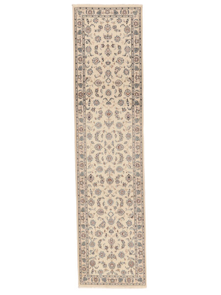  Nain 9La Sherkat Farsh Matta 85X340 Äkta Orientalisk Handknuten Hallmatta Beige/Mörkbeige (Ull/Silke, Persien/Iran)