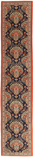  Ghom Kork/Silke Matta 80X392 Äkta Orientalisk Handknuten Hallmatta Ljusbrun/Mörkgrå (Ull, Persien/Iran)