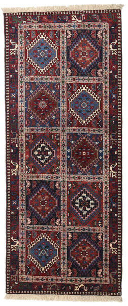  Yalameh Matta 80X198 Äkta Orientalisk Handknuten Hallmatta Mörkröd/Mörkgrå (Ull, Persien/Iran)