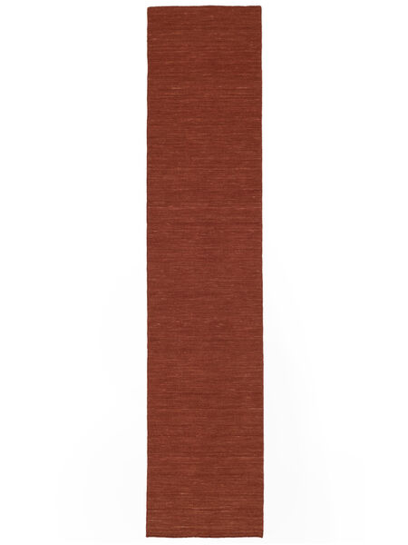  Kelim Loom - Rost Matta 80X500 Äkta Modern Handvävd Hallmatta Mörkröd (Ull, Indien)