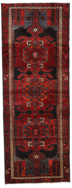  Hamadan Matta 105X282 Äkta Orientalisk Handknuten Hallmatta Mörkröd/Mörkbrun (Ull, Persien/Iran)