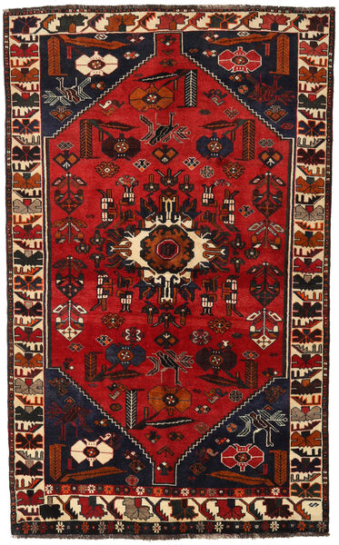  Shiraz Matta 147X239 Äkta Orientalisk Handknuten Svart/Mörkröd/Roströd (Ull, Persien/Iran)