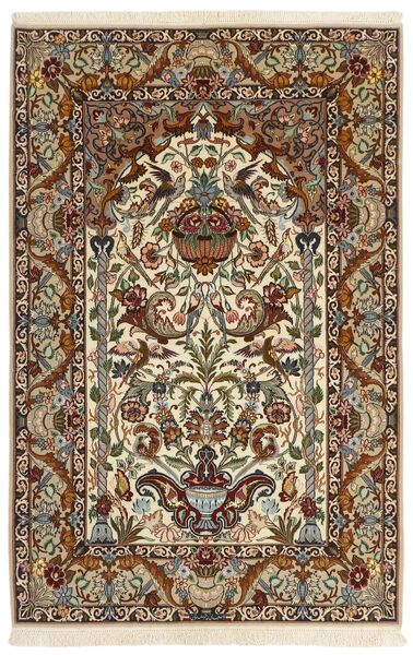  Isfahan Silkesvarp Matta 130X201 Äkta Orientalisk Handvävd Mörkbrun/Brun (Ull/Silke, Persien/Iran)