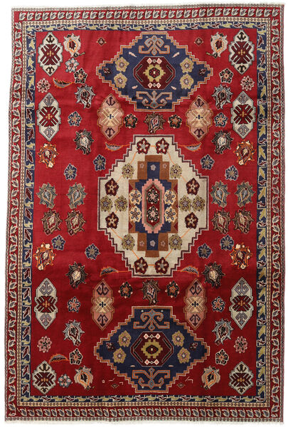  Ghashghai Matta 194X294 Äkta Orientalisk Handknuten Mörkröd/Mörklila (Ull, Persien/Iran)