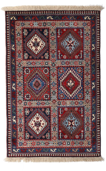  Yalameh Matta 80X125 Äkta Orientalisk Handknuten Mörkröd/Ljusgrå/Svart (Ull, Persien/Iran)