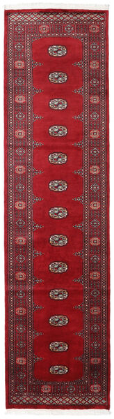  Pakistan Bokhara 2Ply Matta 80X307 Äkta Orientalisk Handknuten Hallmatta Mörkröd/Röd (Ull, Pakistan)