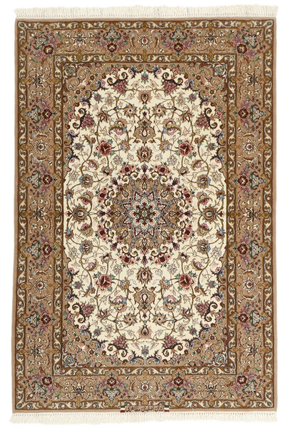  Isfahan Silkesvarp Matta 109X159 Äkta Orientalisk Handknuten Brun/Ljusbrun (Ull/Silke, Persien/Iran)