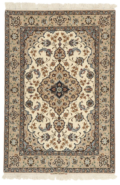  Isfahan Silkesvarp Matta 112X166 Äkta Orientalisk Handknuten Ljusbrun/Mörkbrun (Ull/Silke, Persien/Iran)