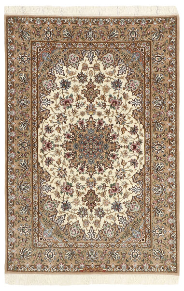  Isfahan Silkesvarp Matta 112X174 Äkta Orientalisk Handknuten Ljusbrun/Brun (Ull/Silke, Persien/Iran)