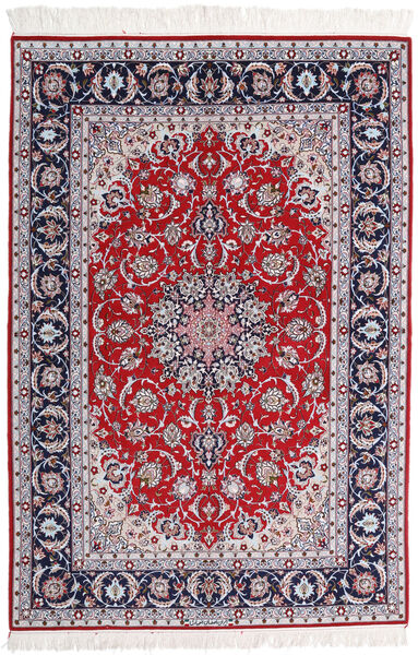  Isfahan Silkesvarp Signerad Ansari Matta 158X237 Äkta Orientalisk Handknuten Ljuslila/Mörkgrå (Ull/Silke, Persien/Iran)