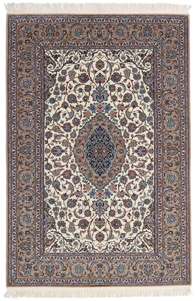  Isfahan Silkesvarp Signerad Sanai Dust Matta 152X225 Äkta Orientalisk Handknuten Ljusgrå/Beige (Ull/Silke, Persien/Iran)