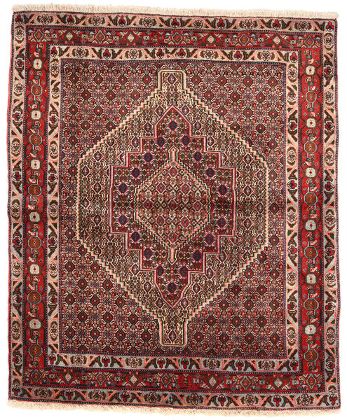  Senneh Matta 127X152 Äkta Orientalisk Handknuten Mörkröd/Ljusbrun (Ull, Persien/Iran)