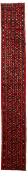 Hosseinabad Matta 74X390 Äkta Orientalisk Handknuten Hallmatta Mörkröd/Mörkbrun (Ull, Persien/Iran)