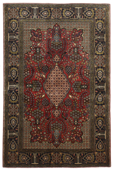  Ghom Kork/Silke Matta 136X208 Äkta Orientalisk Handknuten Mörkbrun/Mörkröd (Ull/Silke, Persien/Iran)
