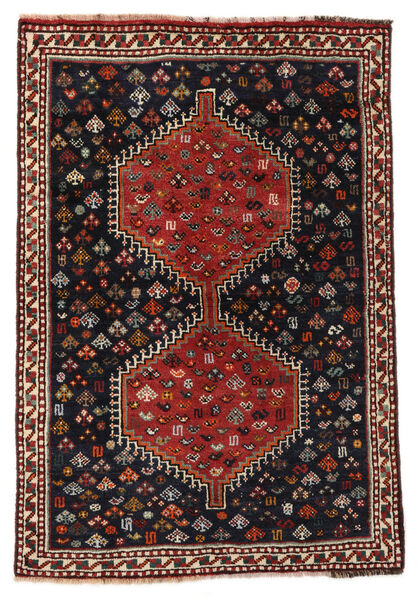  Shiraz Matta 103X149 Äkta Orientalisk Handknuten Svart/Mörkbrun (Ull, Persien/Iran)