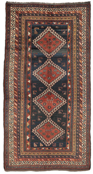  Antik Ghashghai Ca. 1920 Matta 126X236 Äkta Orientalisk Handknuten Svart/Mörkbrun (Ull, Persien/Iran)