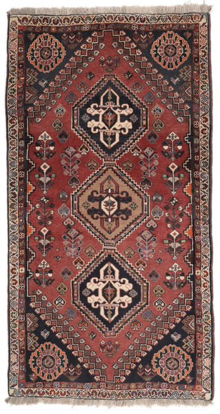  Ghashghai Matta 88X166 Äkta Orientalisk Handknuten Hallmatta Mörkbrun/Svart (Ull, Persien/Iran)
