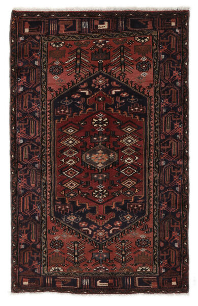 116X190 Zanjan Matta Matta Äkta Orientalisk Handknuten Svart/Mörkröd (Ull, Persien/Iran)