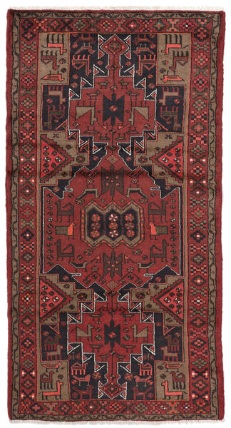  Hamadan Matta 104X195 Äkta Orientalisk Handknuten Mörkbrun/Svart (Ull, Persien/Iran)