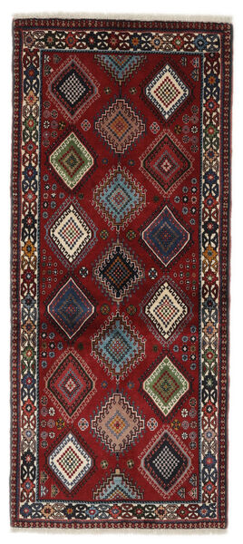  Yalameh Matta 84X192 Äkta Orientalisk Handknuten Hallmatta Svart/Beige (Ull, Persien/Iran)