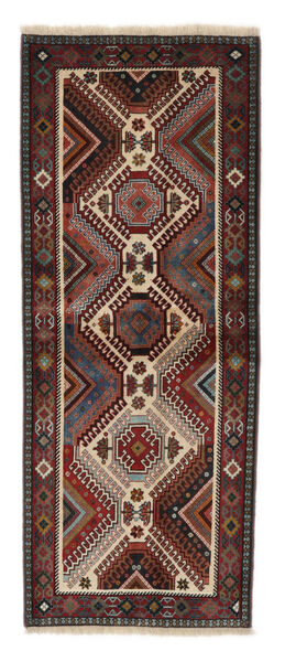  Yalameh Matta 81X202 Äkta Orientalisk Handknuten Hallmatta Svart/Vit/Cremefärgad (Ull, Persien/Iran)