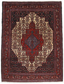 Senneh Matta 125X167 Äkta Orientalisk Handknuten Mörkröd/Mörkbrun (Ull, Persien/Iran)