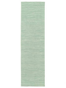  Kelim Loom - Mint Grön Matta 80X250 Äkta Modern Handvävd Hallmatta Pastellgrön/Turkosblå (Ull, Indien)