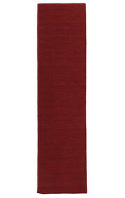  Kelim Loom - Mörkröd Matta 80X400 Äkta Modern Handvävd Hallmatta Mörkröd/Beige (Ull, Indien)