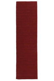  Kelim Loom - Mörkröd Matta 80X300 Äkta Modern Handvävd Hallmatta Mörkröd/Beige (Ull, Indien)