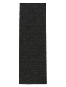  Kelim Loom - Svart Matta 80X250 Äkta Modern Handvävd Hallmatta Svart/Vit/Cremefärgad (Ull, Indien)