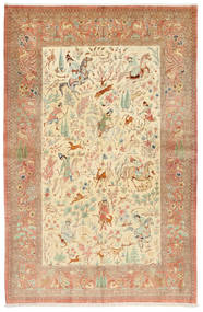  Ghom Silke Signerad: Hosseini Matta 155X240 Äkta Orientalisk Handknuten Roströd/Gul (Silke, Persien/Iran)