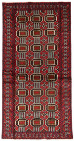  Beluch Matta 97X192 Äkta Orientalisk Handknuten Mörkröd/Mörkbrun (Ull, Persien/Iran)