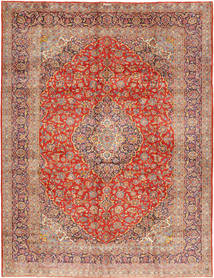  Keshan Signerad : Kashan Rezazadeh Matta 300X393 Äkta Orientalisk Handknuten Roströd/Ljusbrun Stor (Ull, Persien/Iran)