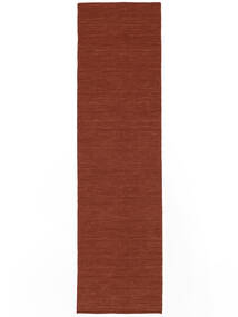  Kelim Loom - Rost Matta 80X300 Äkta Modern Handvävd Hallmatta Mörkröd (Ull, Indien)