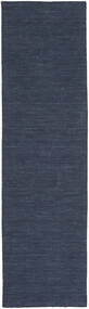  Kelim Loom - Denim Blå Matta 80X250 Äkta Modern Handvävd Hallmatta Mörkblå/Blå (Ull, Indien)