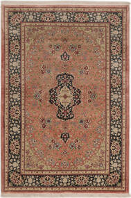 Ghom Silke Matta 99X149 Äkta Orientalisk Handknuten Mörkröd/Ljusbrun (Silke, Persien/Iran)