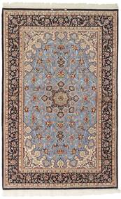  Isfahan Silkesvarp Matta 156X239 Äkta Orientalisk Handvävd Ljusgrå/Mörkbrun (Ull/Silke, Persien/Iran)