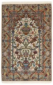  Isfahan Silkesvarp Matta 127X200 Äkta Orientalisk Handknuten Mörkbrun/Ljusbrun/Brun (Ull/Silke, Persien/Iran)