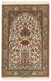  Isfahan Silkesvarp Matta 102X161 Äkta Orientalisk Handvävd Brun/Ljusbrun (Ull/Silke, Persien/Iran)