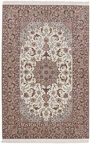  Isfahan Silkesvarp Matta 155X232 Äkta Orientalisk Handvävd Ljusgrå/Ljusbrun (Ull/Silke, Persien/Iran)