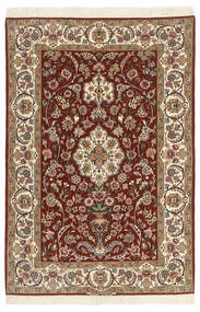  Isfahan Silkesvarp Matta 110X164 Äkta Orientalisk Handknuten Mörkbrun/Ljusbrun (Ull/Silke, Persien/Iran)