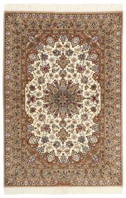  Isfahan Silkesvarp Matta 110X160 Äkta Orientalisk Handknuten Brun/Ljusbrun (Ull/Silke, Persien/Iran)