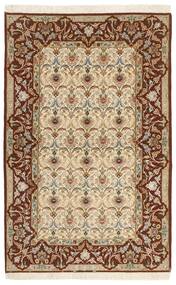  Isfahan Silkesvarp Matta 130X208 Äkta Orientalisk Handknuten Beige/Brun (Ull/Silke, Persien/Iran)