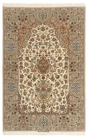  Isfahan Silkesvarp Matta 130X200 Äkta Orientalisk Handknuten Ljusbrun/Brun (Ull/Silke, Persien/Iran)