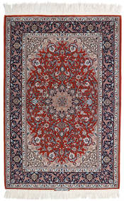  Isfahan Silkesvarp Matta 110X165 Äkta Orientalisk Handknuten Ljusgrå/Mörkröd (Ull/Silke, Persien/Iran)