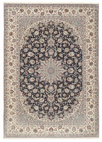  Isfahan Silkesvarp Matta 253X360 Äkta Orientalisk Handknuten Ljusgrå/Svart Stor (Ull/Silke, Persien/Iran)